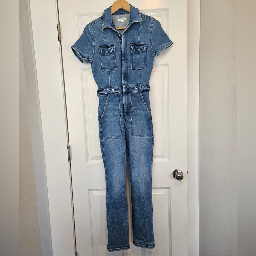 Good American Fit for Success Jean Denim Fitted Jumpsuit 28" $169 Size XS 2 - Picture 3 of 7
